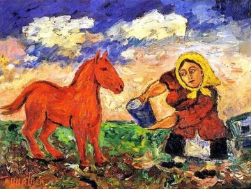 campesino y caballo 1910 para niños Pinturas al óleo